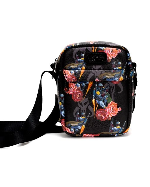 Outlet 🔥 Buckle Down Star Wars Boba Fett Floral Parks Crossbody Bag 🔔 -Pink a la Mode Elegant Shop Boba1 1200x