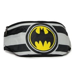 New 😍 Buckle-Down Fanny Pack - BATMAN Bat Signal Stripes Utility Belt Black Gray Yellow 💯